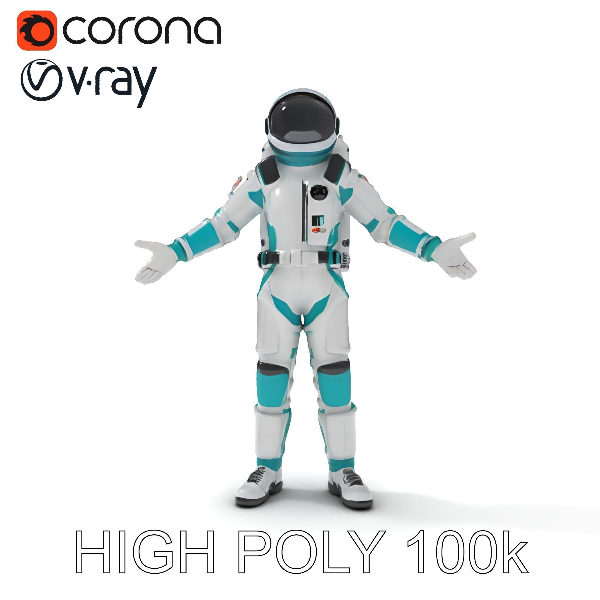 Futuristic Astronaut D Character Model with HighDetail Suit Low-poly 3D model_28