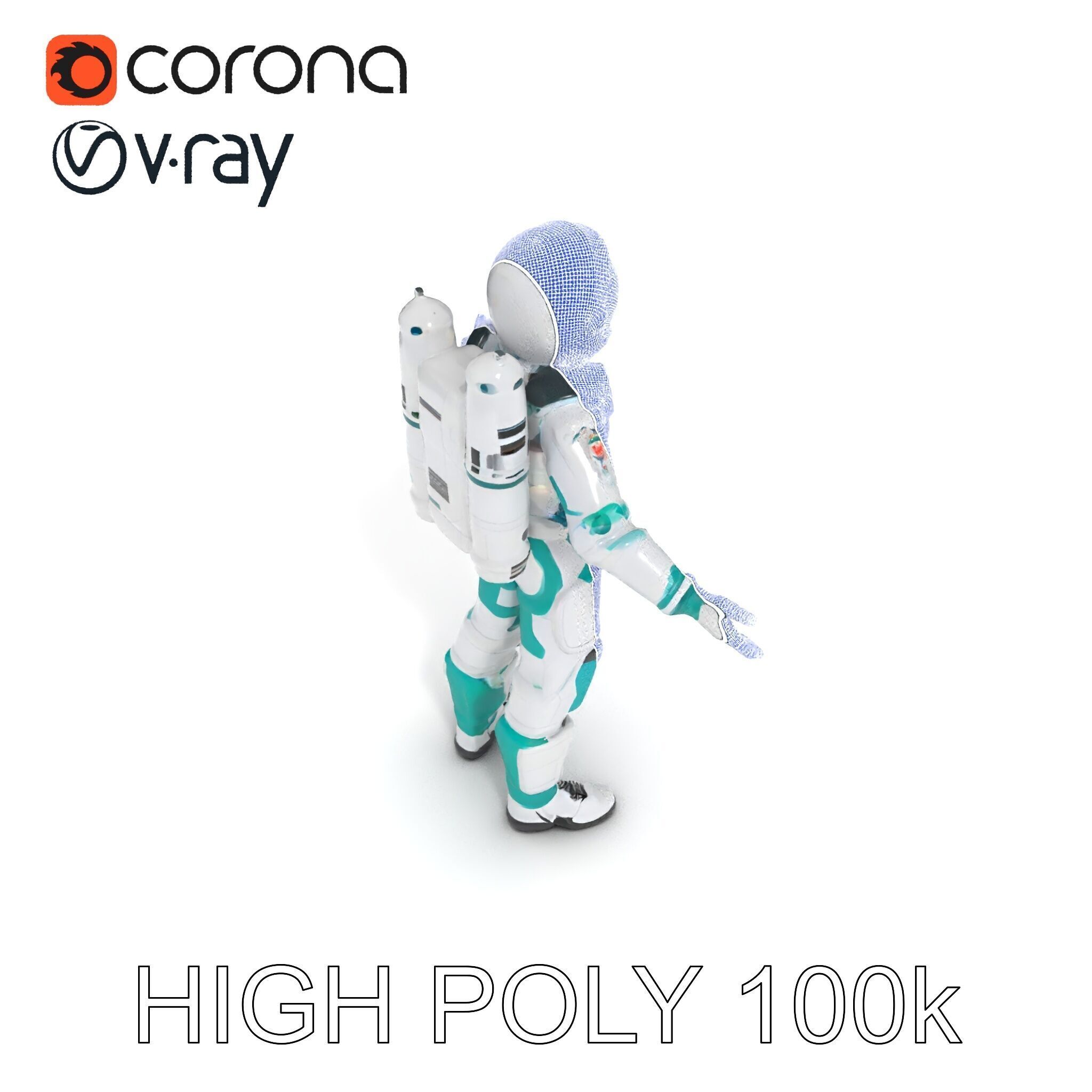 Futuristic Astronaut D Character Model with HighDetail Suit Low-poly 3D model_31