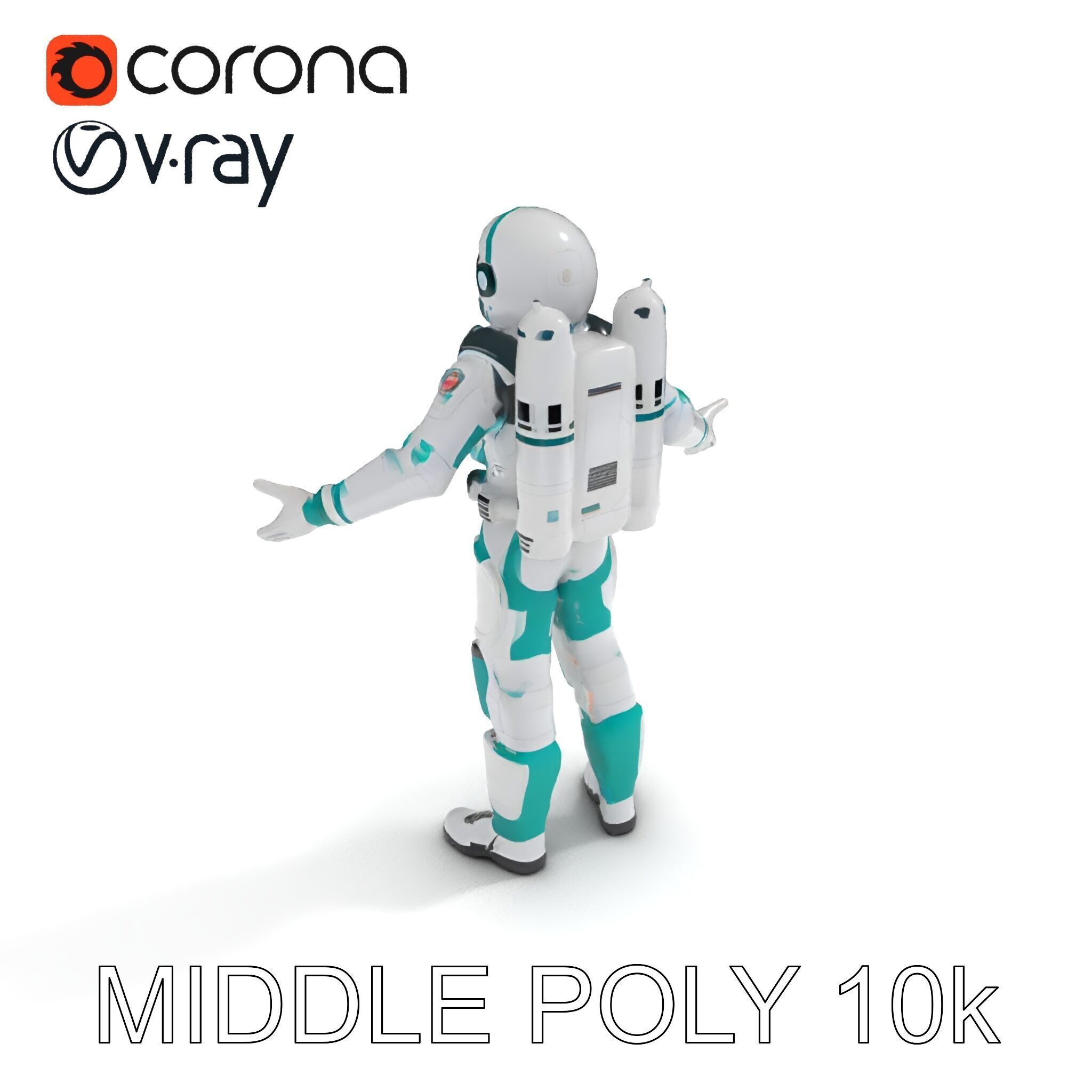 Futuristic Astronaut D Character Model with HighDetail Suit Low-poly 3D model_15