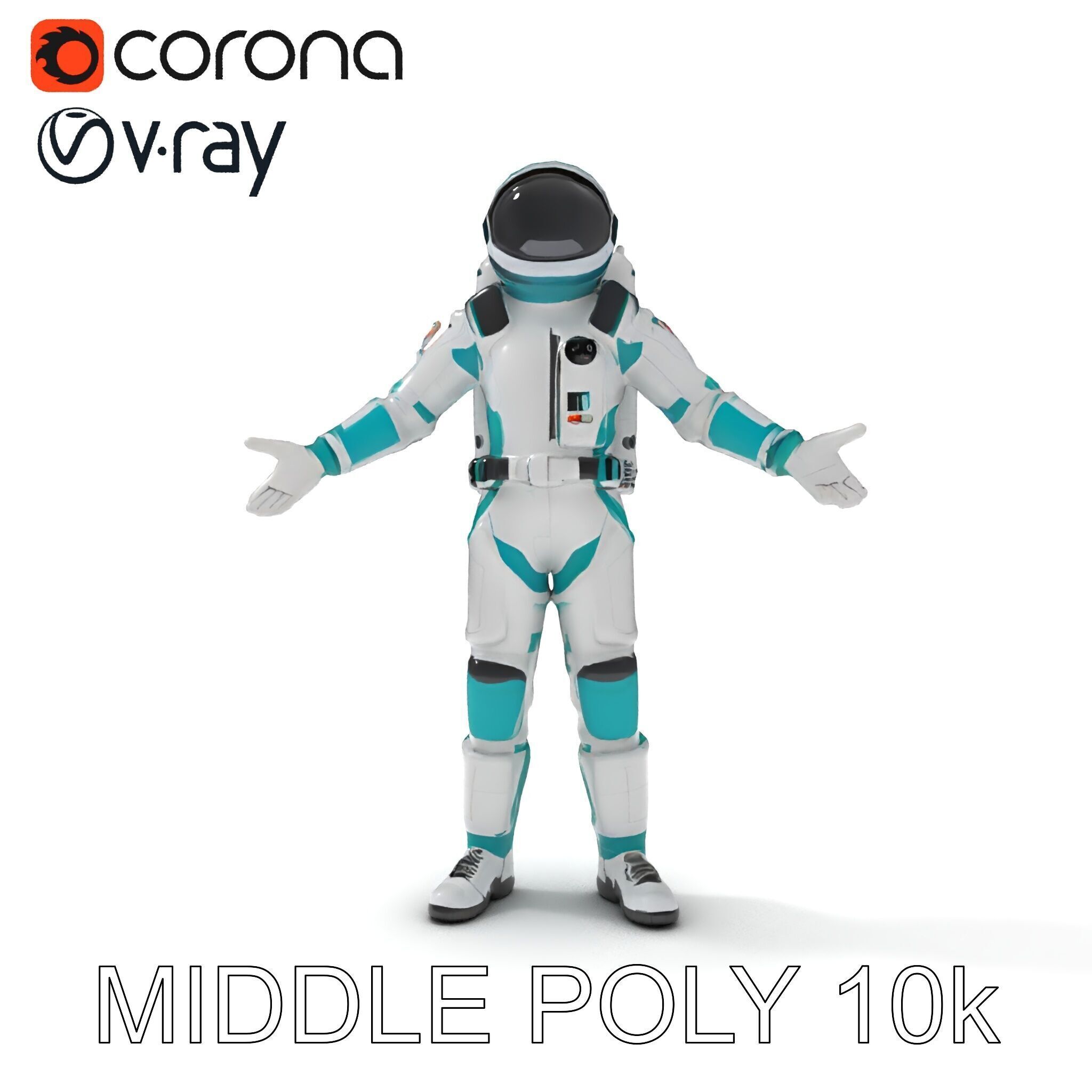 Futuristic Astronaut D Character Model with HighDetail Suit Low-poly 3D model_24
