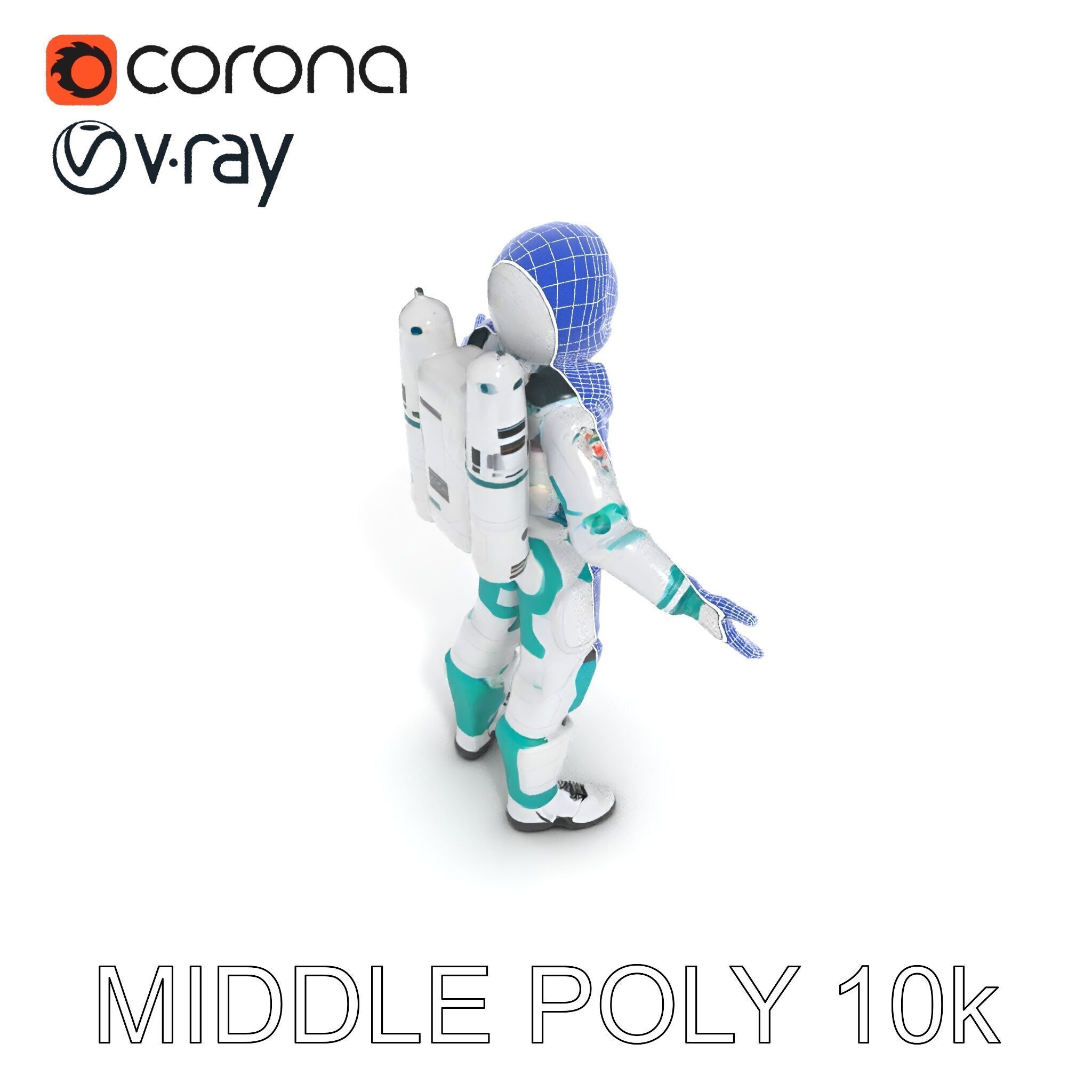 Futuristic Astronaut D Character Model with HighDetail Suit Low-poly 3D model_21