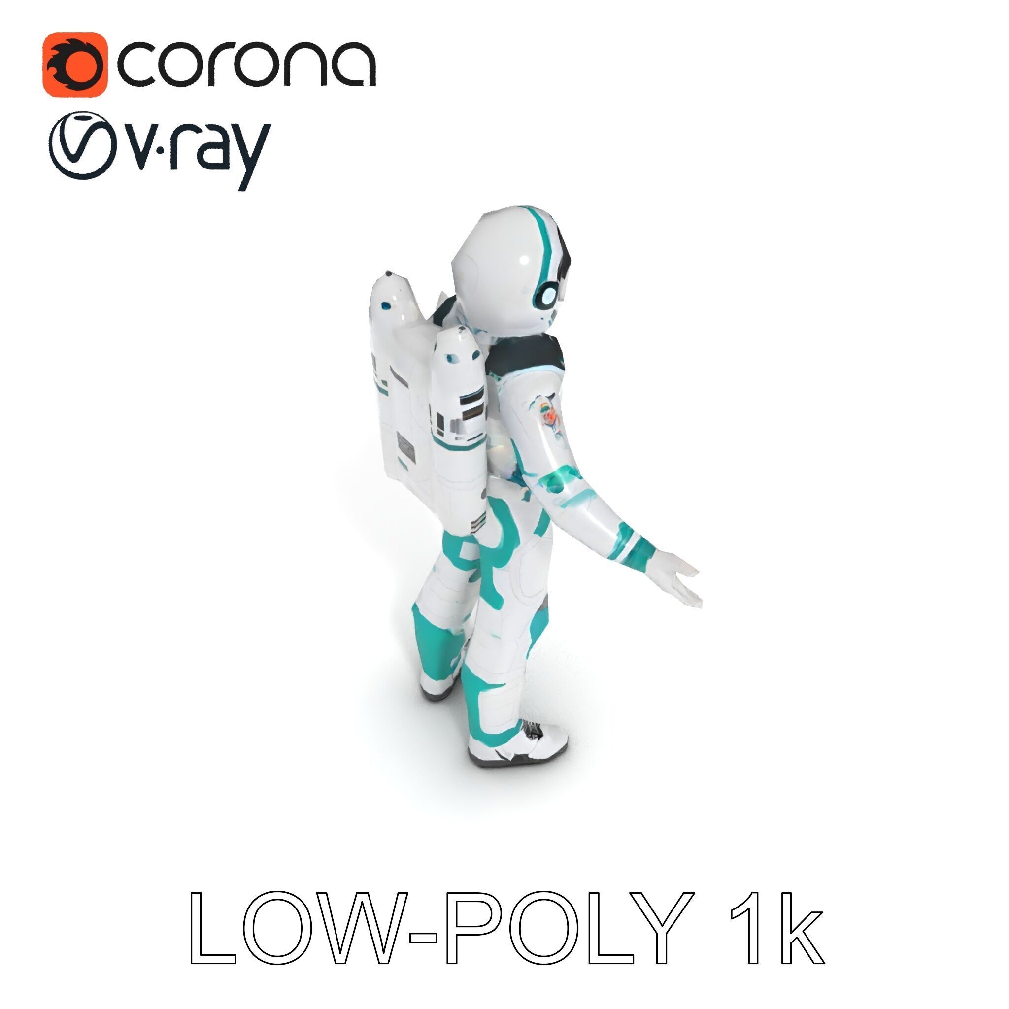 Futuristic Astronaut D Character Model with HighDetail Suit Low-poly 3D model_20