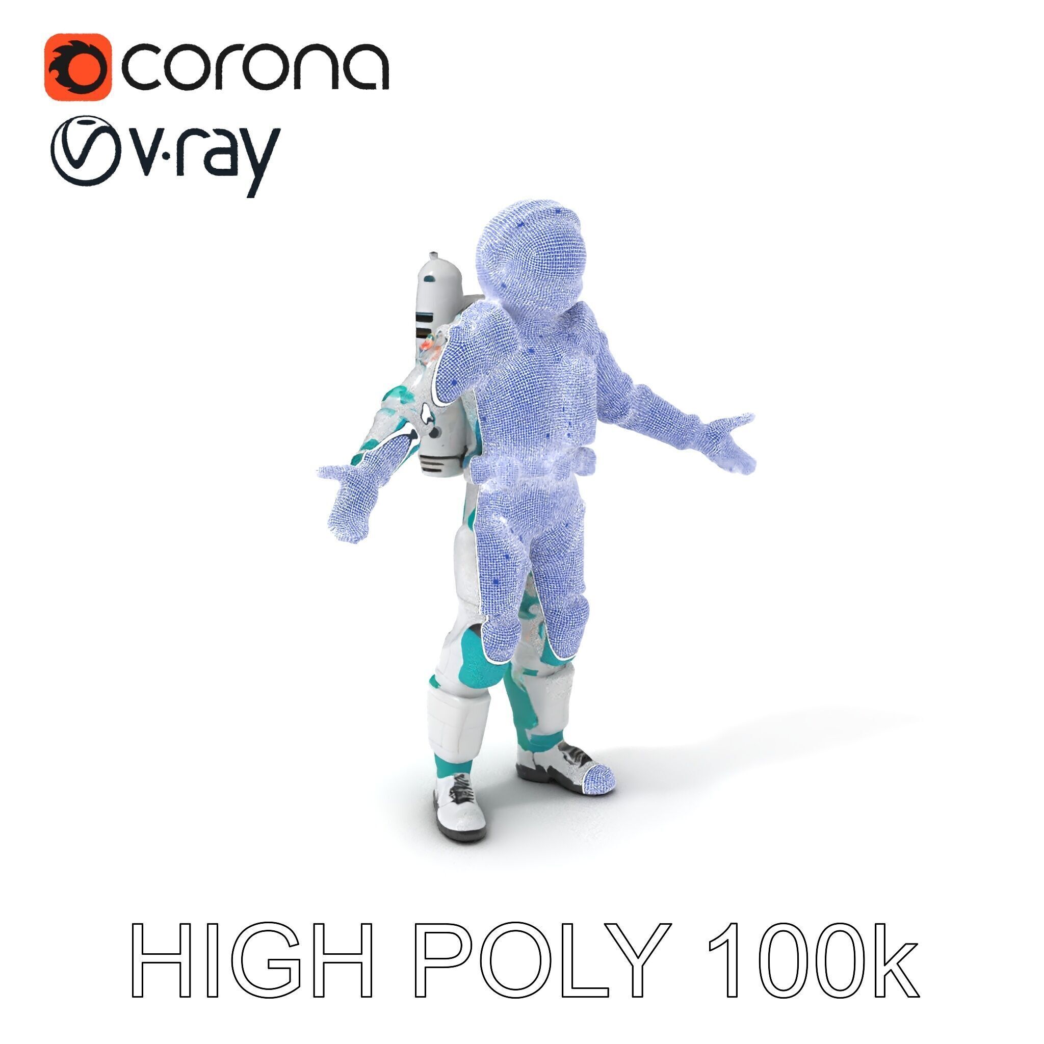 Futuristic Astronaut D Character Model with HighDetail Suit Low-poly 3D model_3