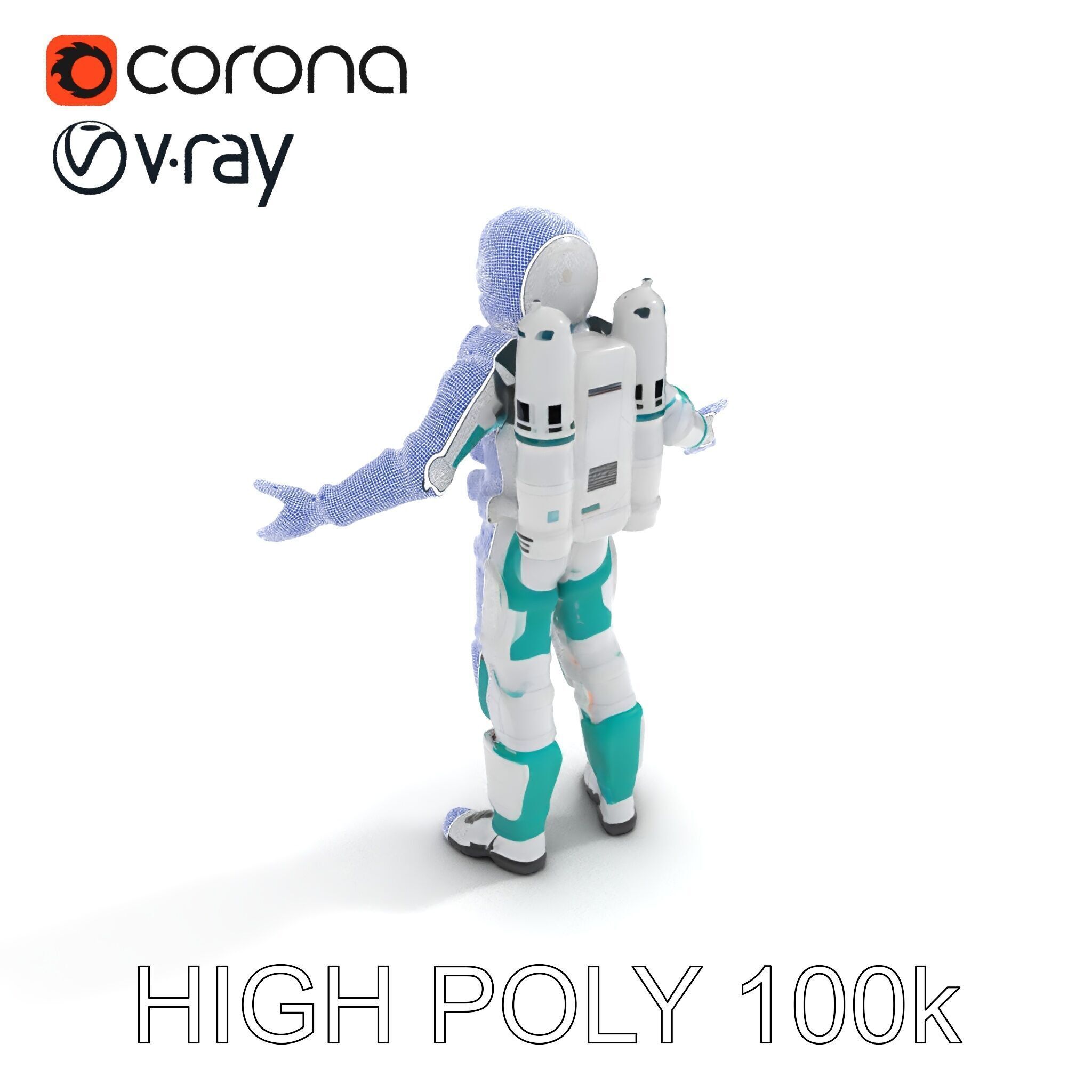 Futuristic Astronaut D Character Model with HighDetail Suit Low-poly 3D model_8