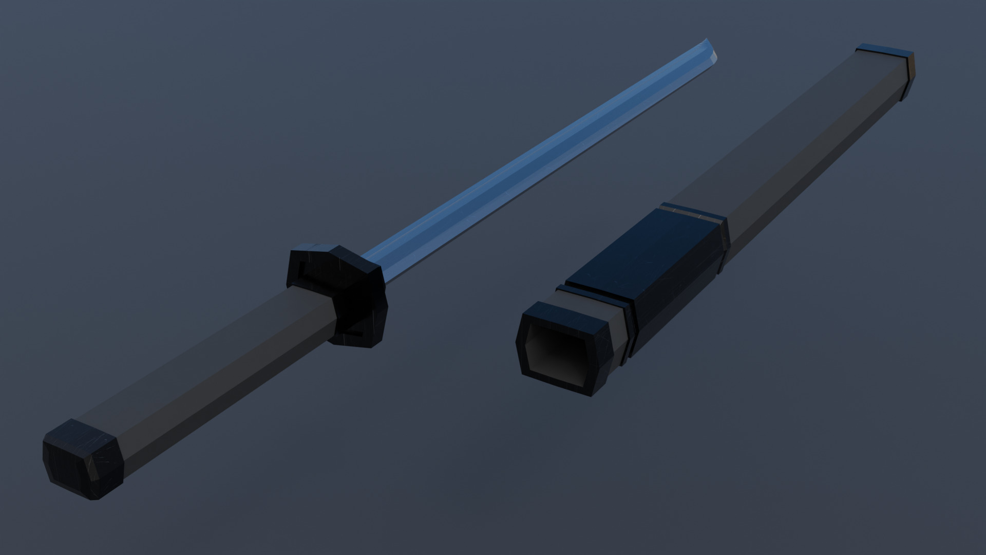 Samurai sword Low-poly 3D model_2