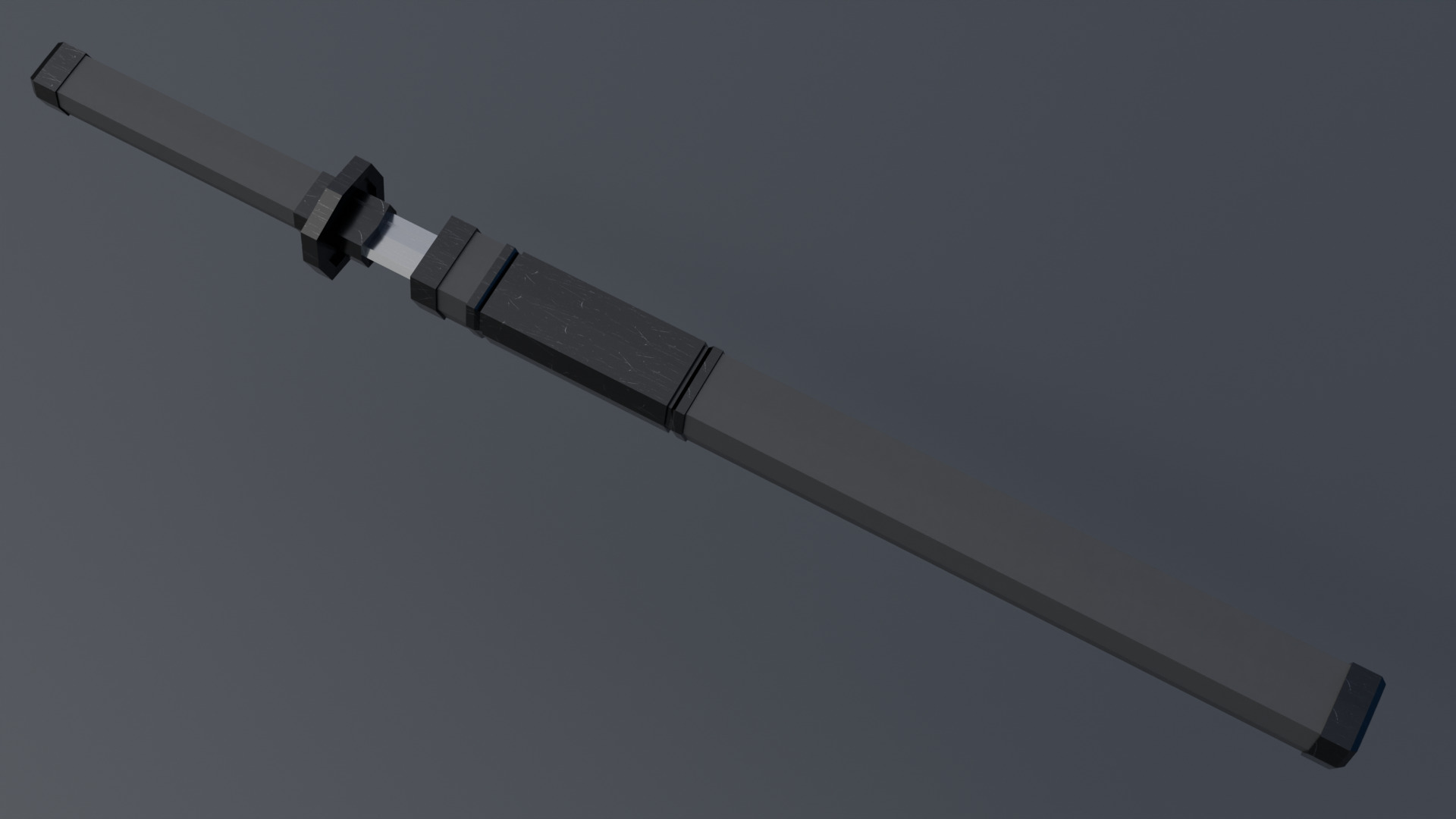 Samurai sword Low-poly 3D model_3
