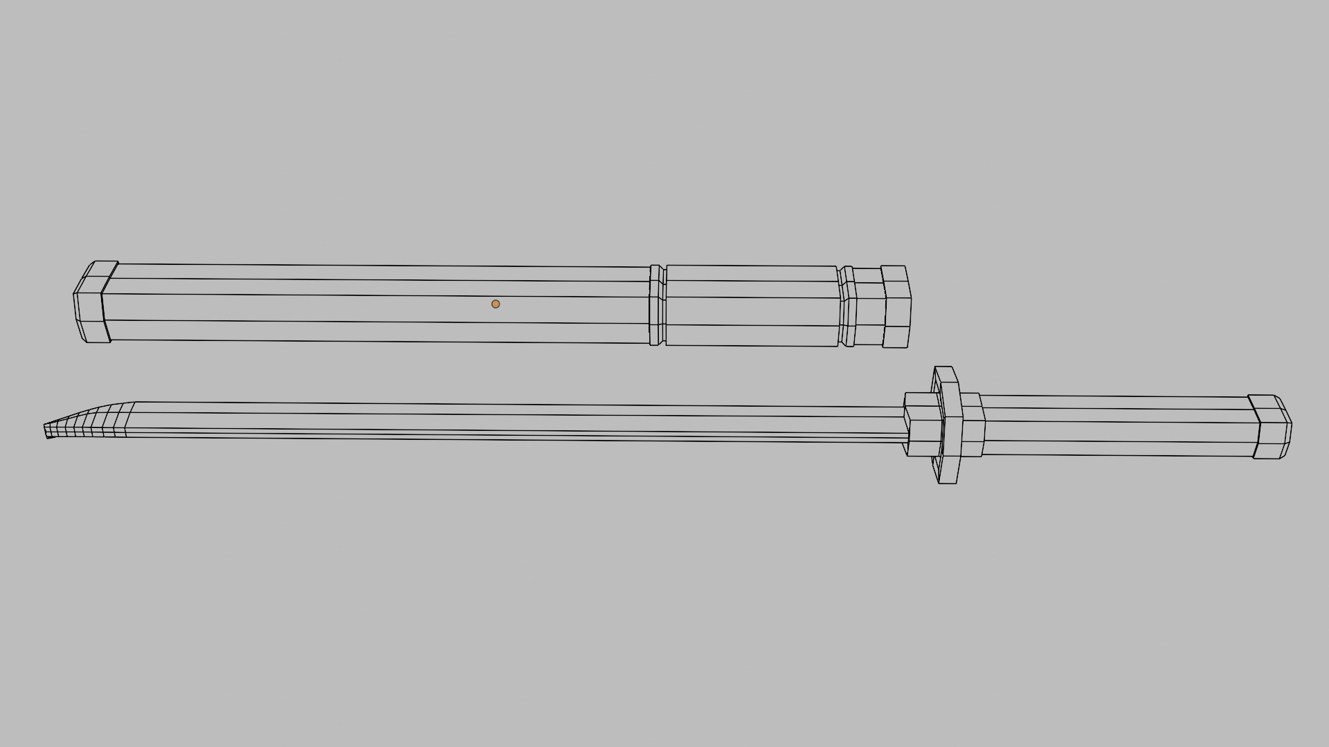 Samurai sword Low-poly 3D model_7