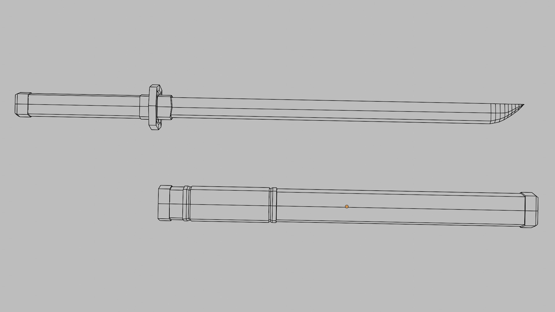 Samurai sword Low-poly 3D model_6
