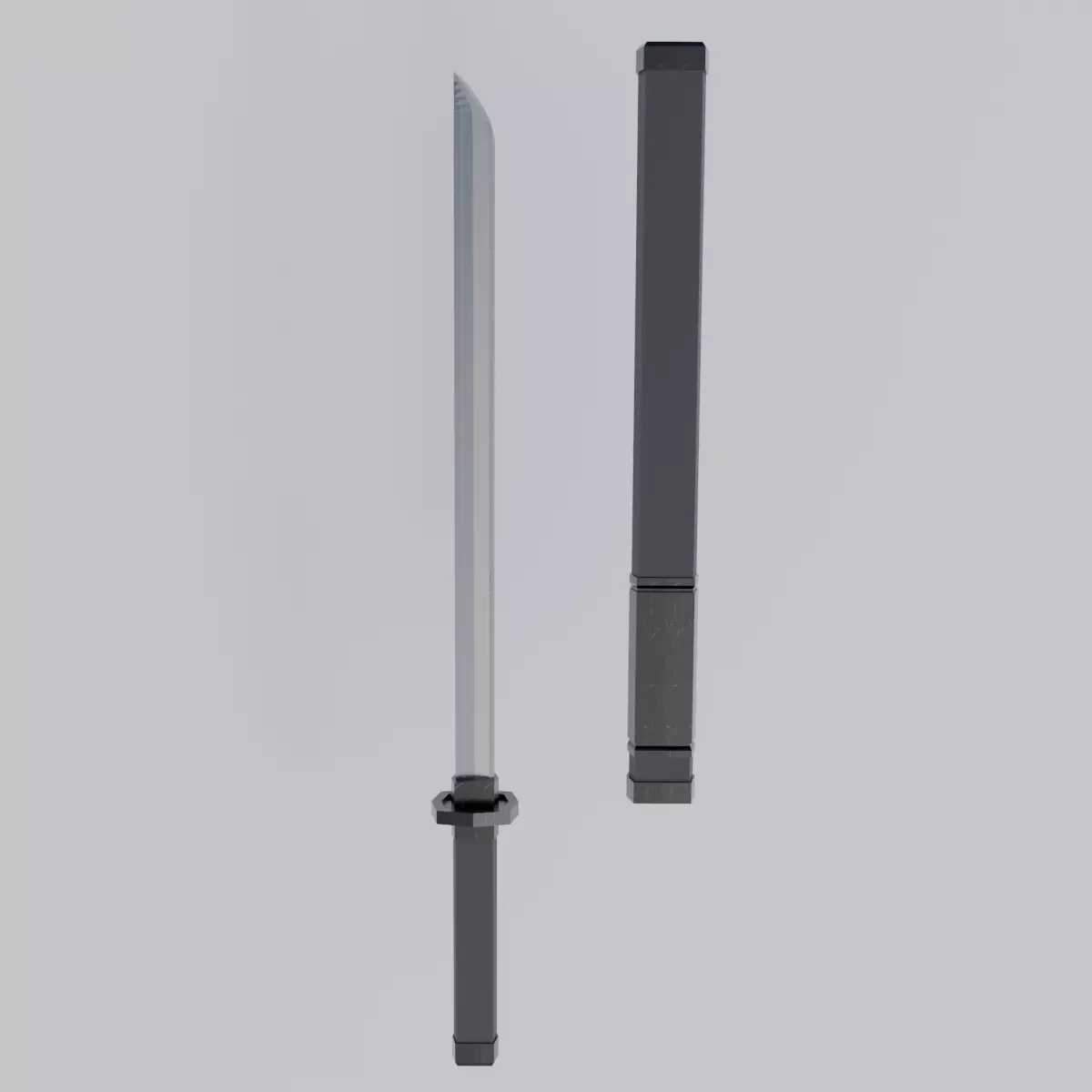 Samurai sword Low-poly 3D model_0