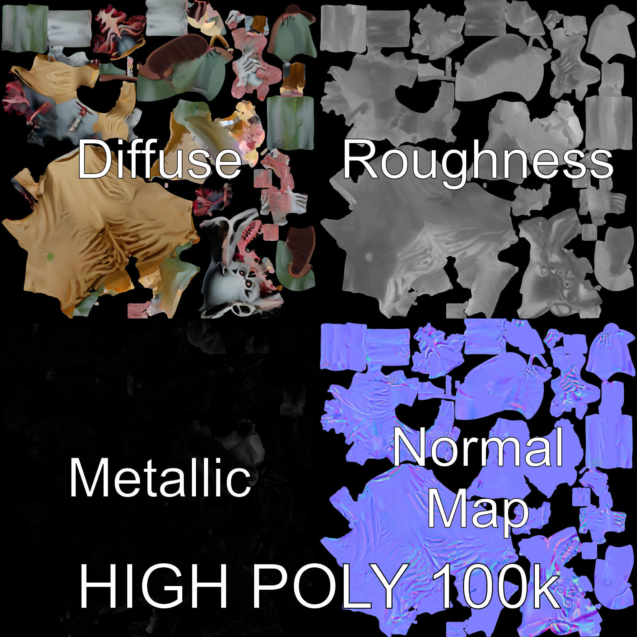 Creepy Undead Skeleton Zombie with Torn Clothes for Games and... Low-poly 3D model_2