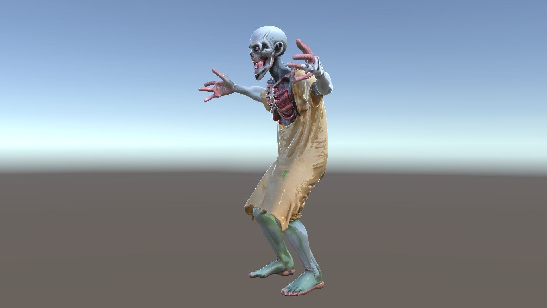 Creepy Undead Skeleton Zombie with Torn Clothes for Games and... Low-poly 3D model_5