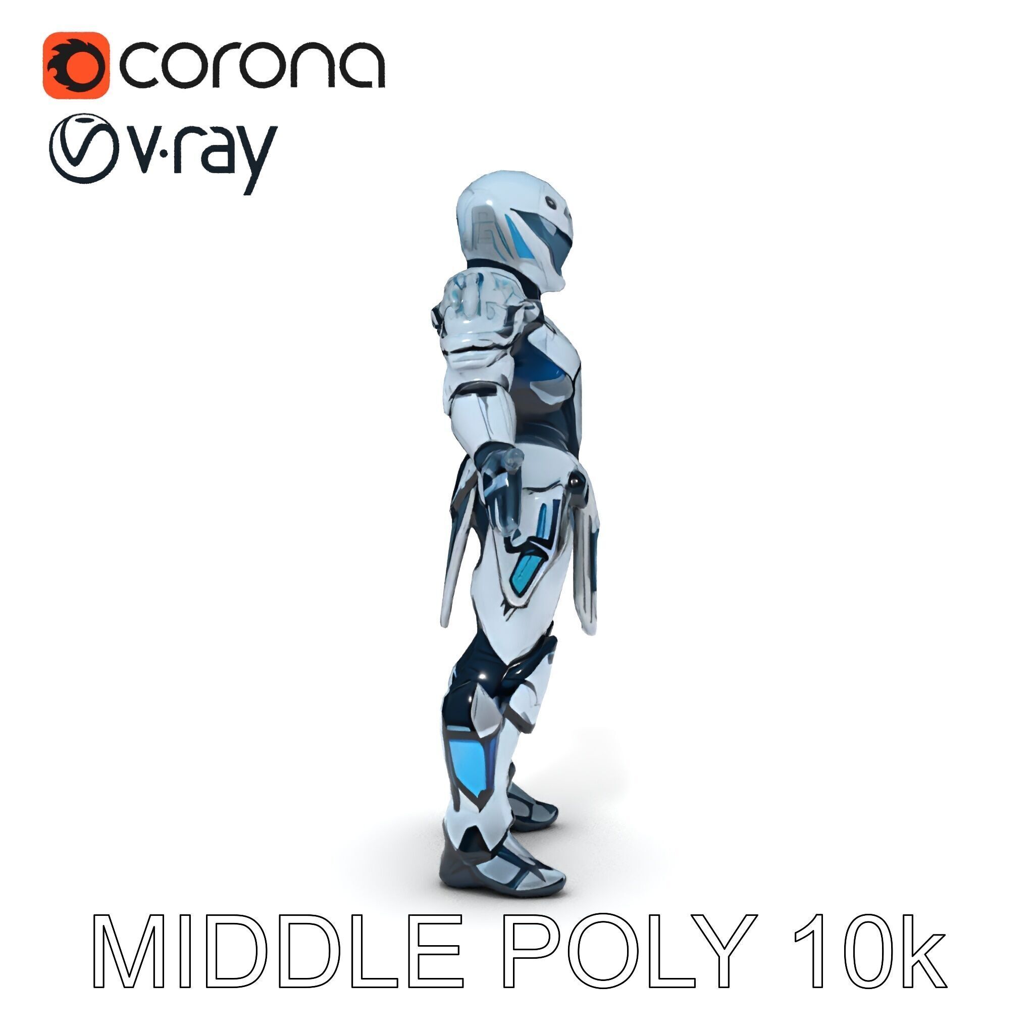 Futuristic Armored Warrior  HighTech Exosuit Character Model Low-poly 3D model_15