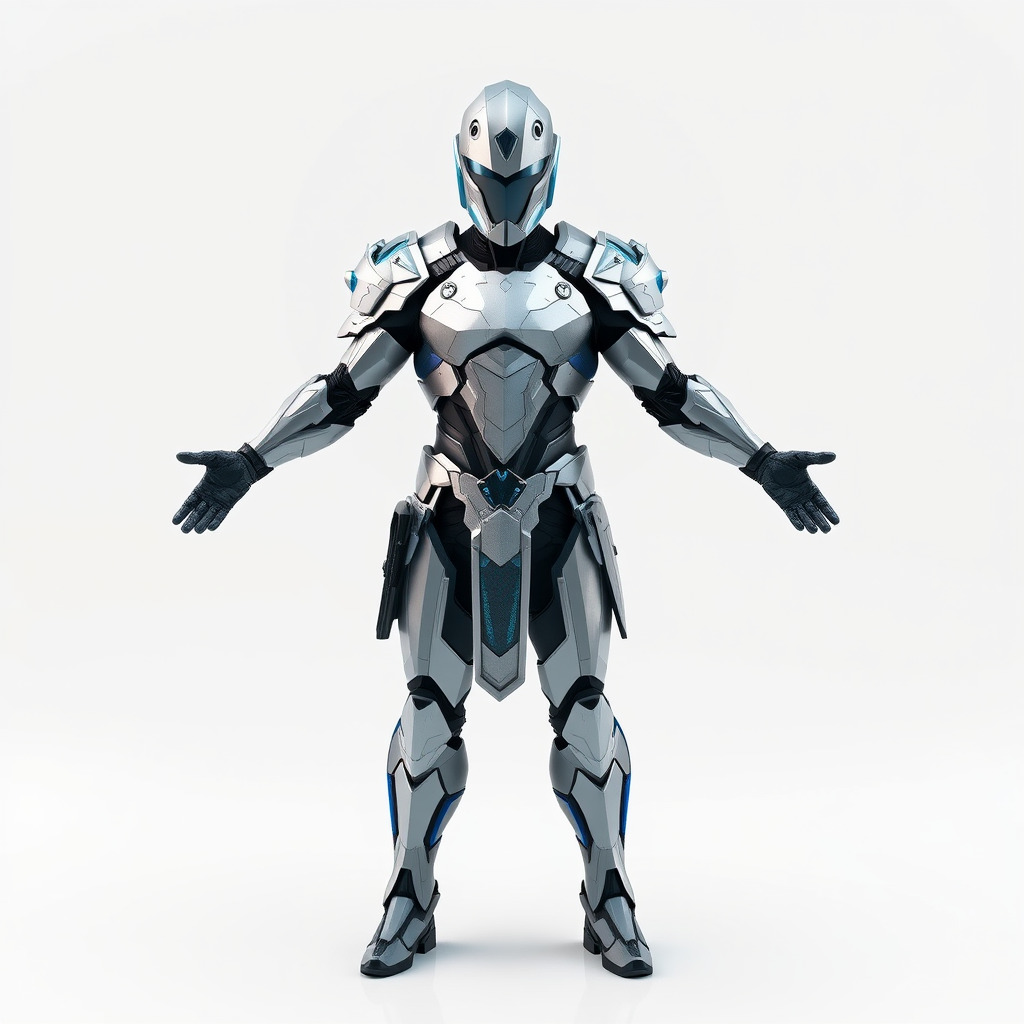 Futuristic Armored Warrior  HighTech Exosuit Character Model Low-poly 3D model_4