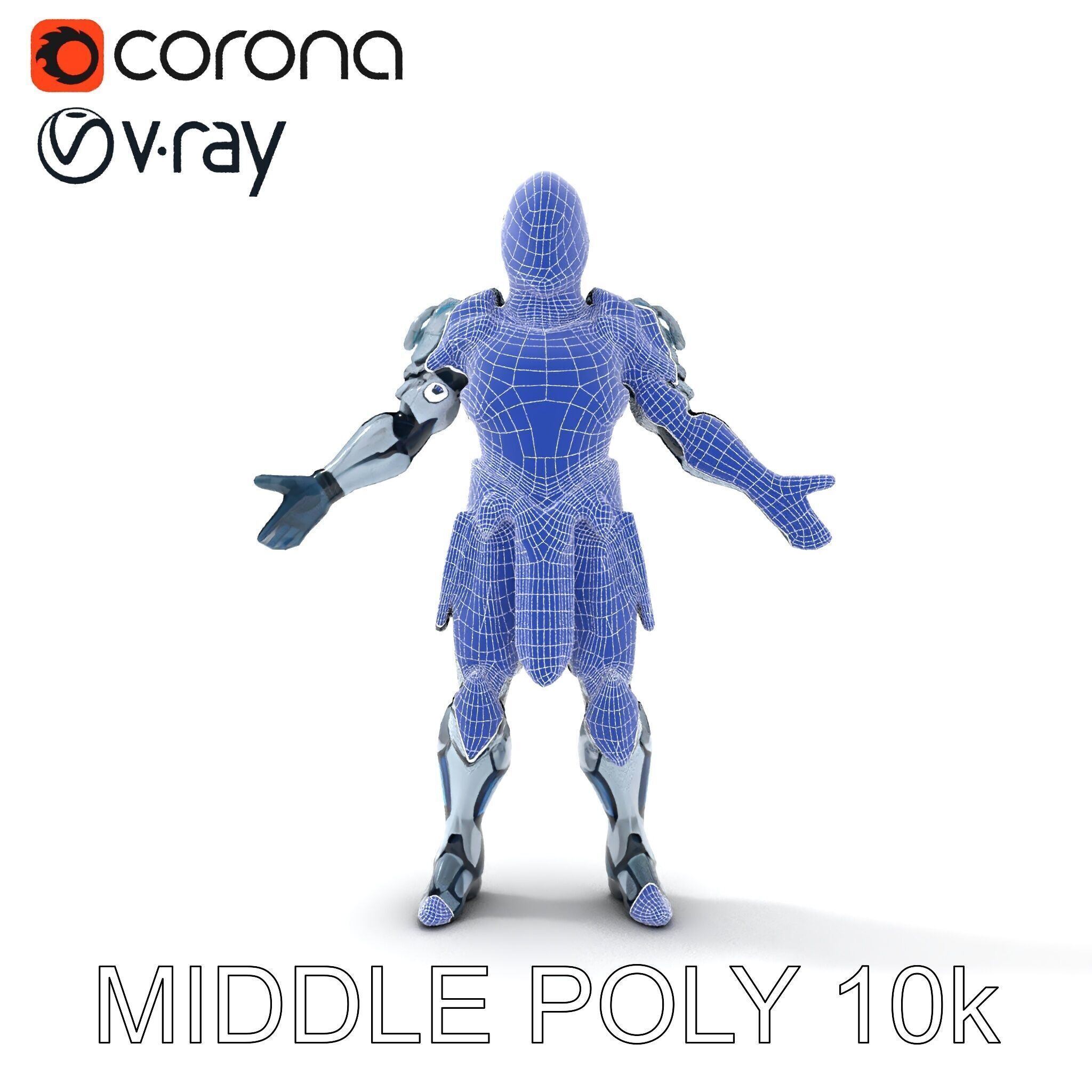 Futuristic Armored Warrior  HighTech Exosuit Character Model Low-poly 3D model_20