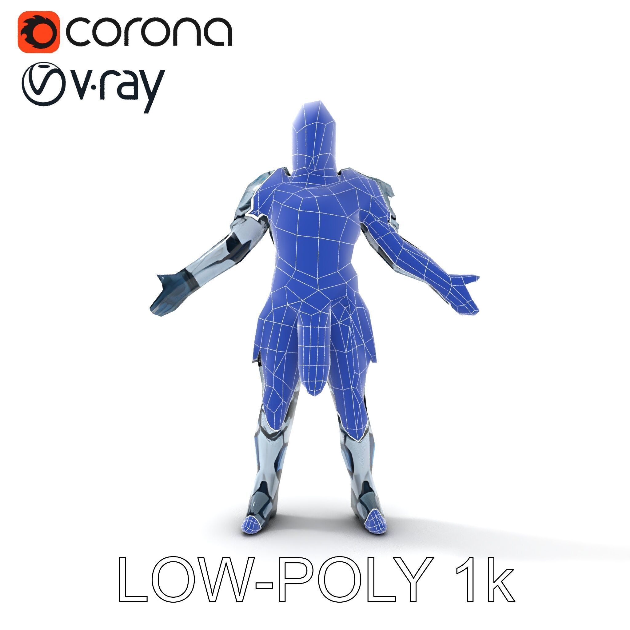 Futuristic Armored Warrior  HighTech Exosuit Character Model Low-poly 3D model_24