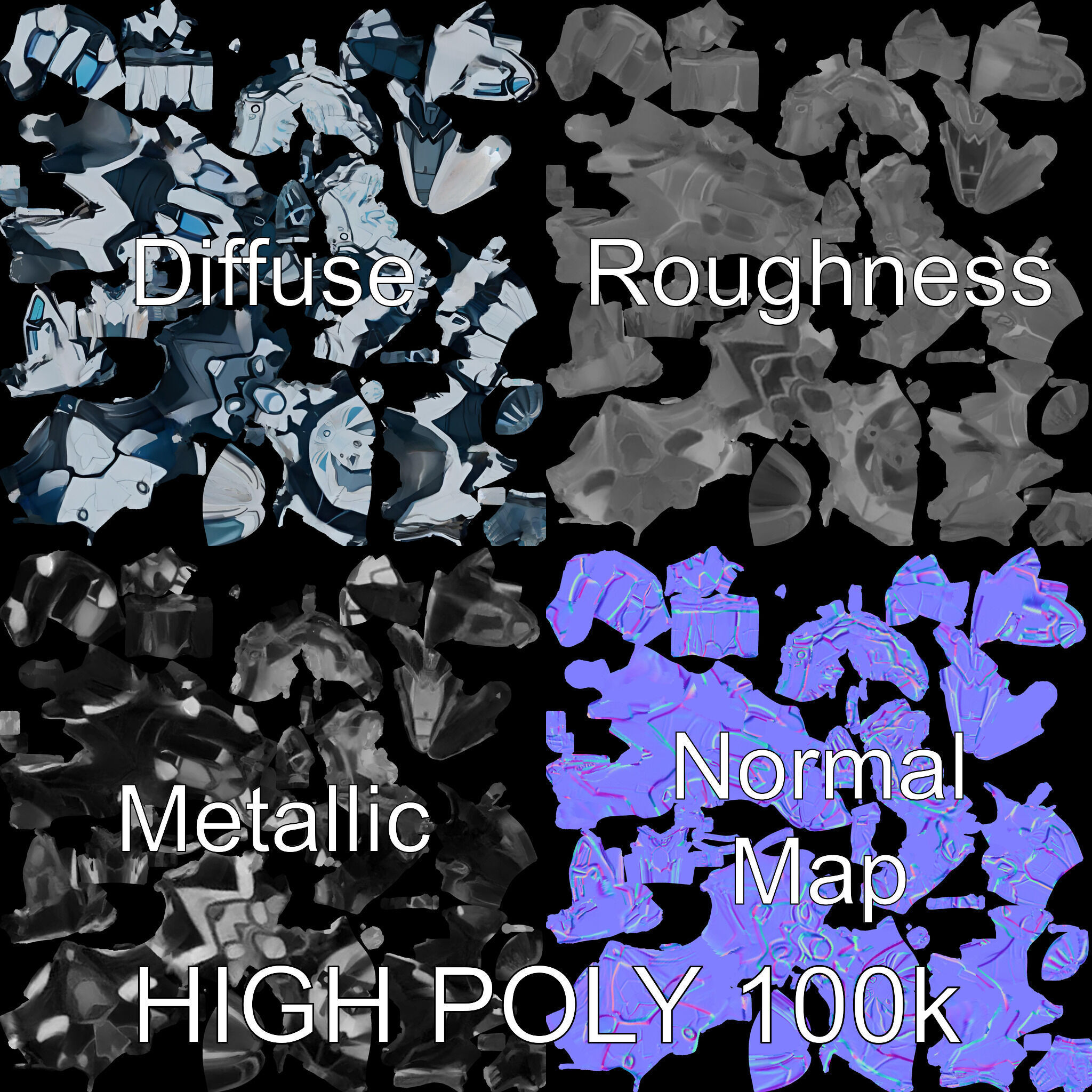 Futuristic Armored Warrior  HighTech Exosuit Character Model Low-poly 3D model_2