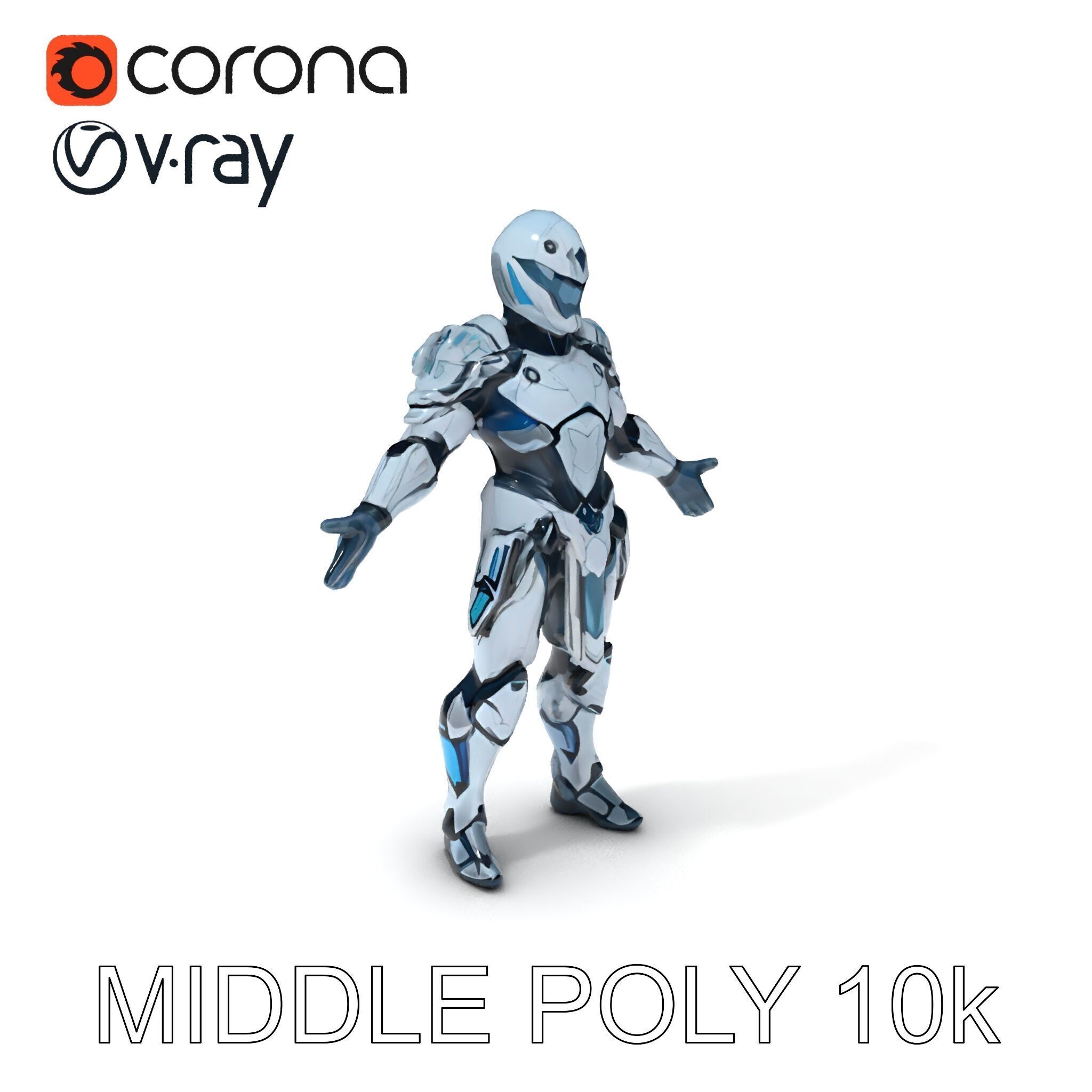 Futuristic Armored Warrior  HighTech Exosuit Character Model Low-poly 3D model_18