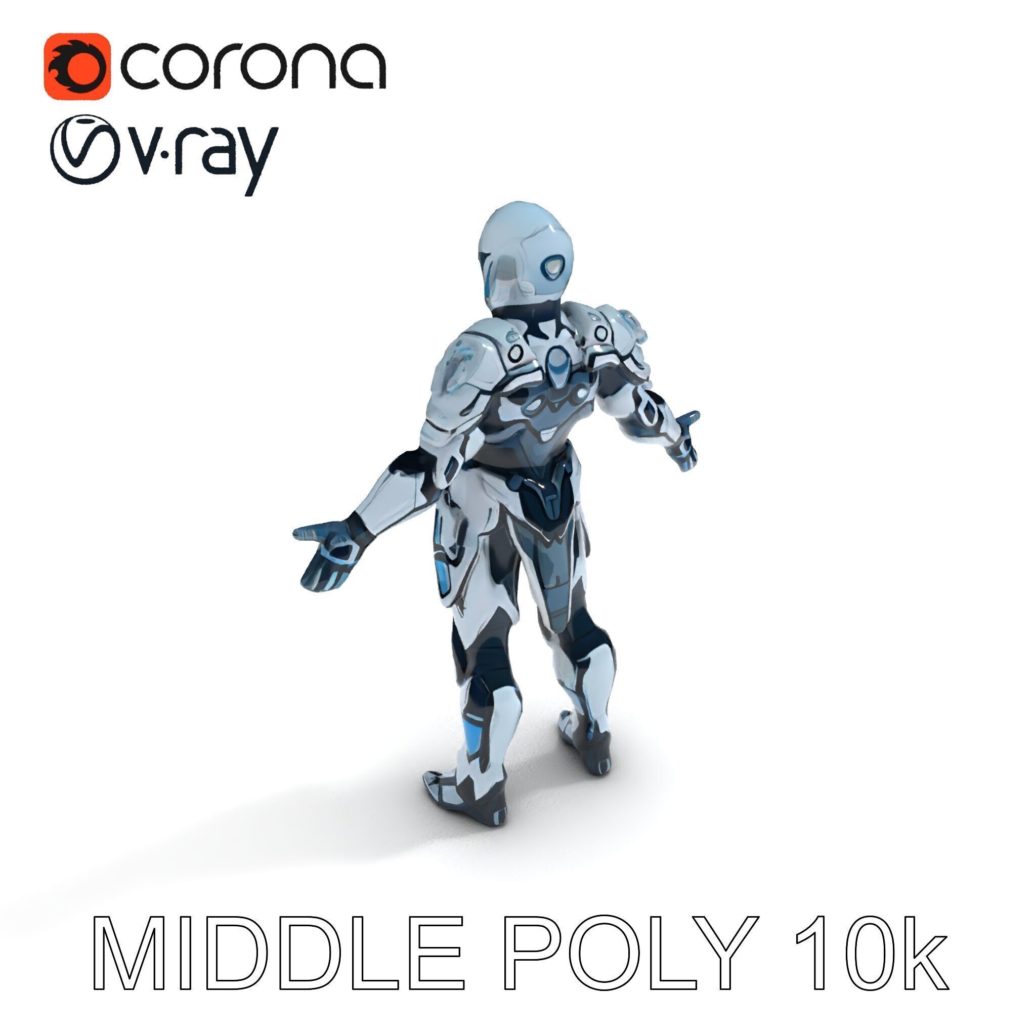 Futuristic Armored Warrior  HighTech Exosuit Character Model Low-poly 3D model_23