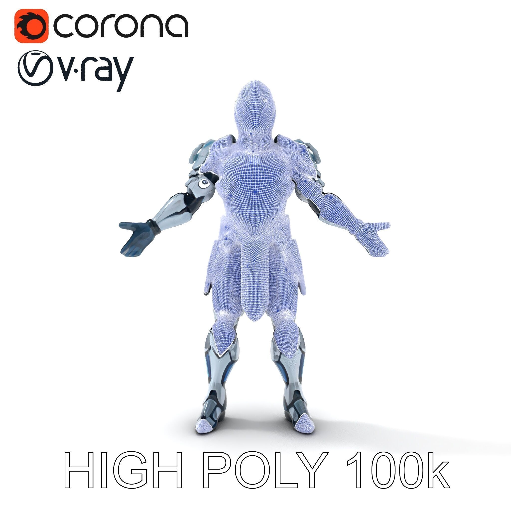 Futuristic Armored Warrior  HighTech Exosuit Character Model Low-poly 3D model_25