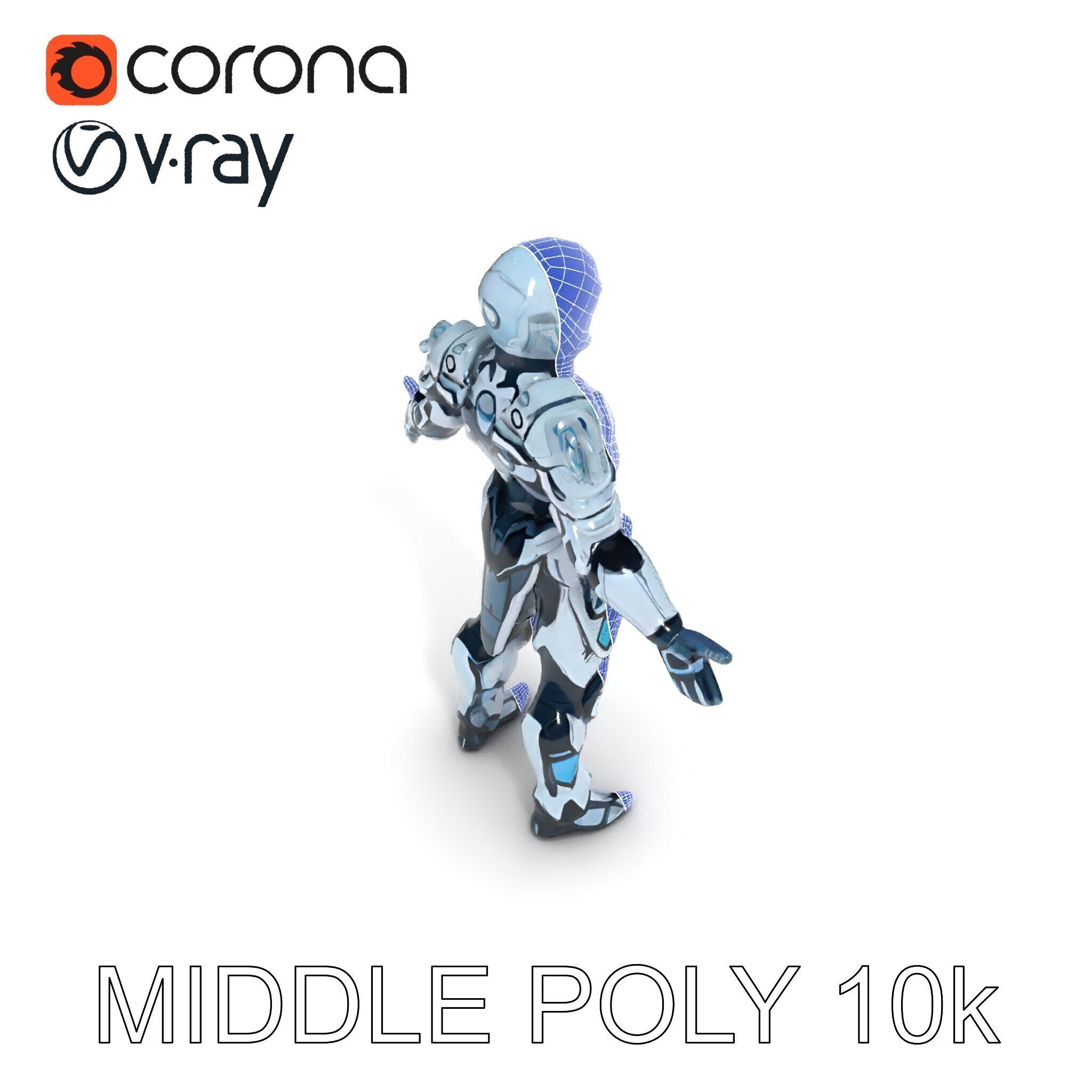 Futuristic Armored Warrior  HighTech Exosuit Character Model Low-poly 3D model_36