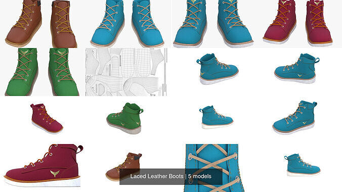 Laced Leather Boots 3D Model Collection