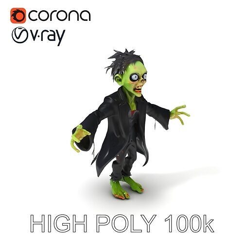 Undead Ghoul Zombie Character Rigged for Games and Animation Low-poly 3D model