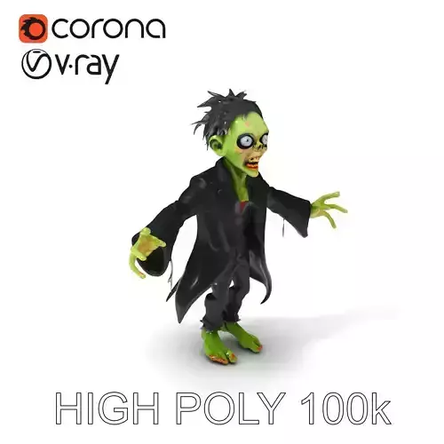 Undead Ghoul Zombie Character Rigged for Games and Animation