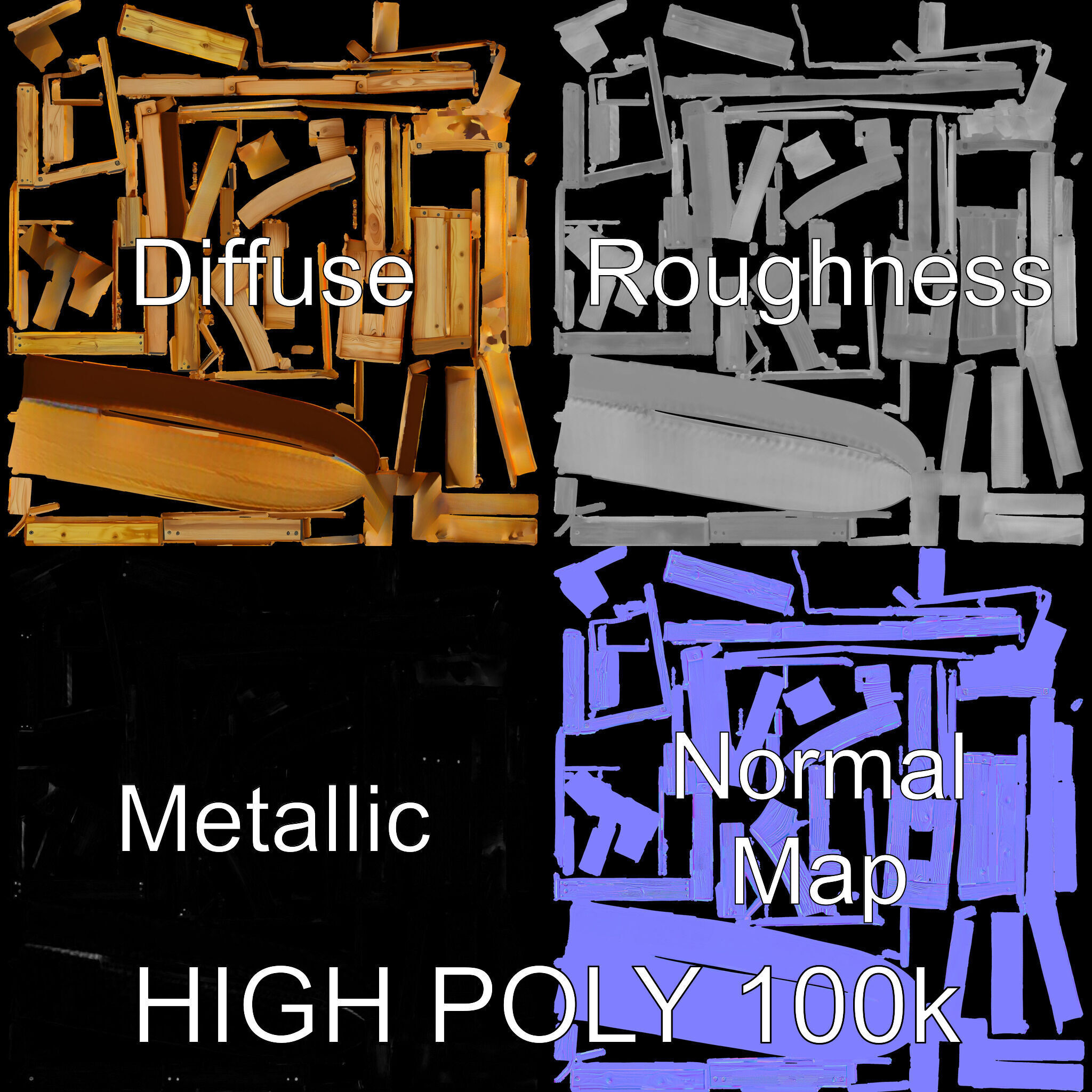 Wooden Crate Model Pack with Detailed Textures Low-poly 3D model_2