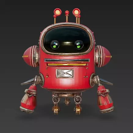 Retro Red Robot  Stylized 3D Character 3D model_0