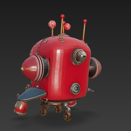 Retro Red Robot  Stylized 3D Character 3D model_2