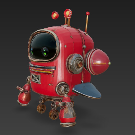 Retro Red Robot  Stylized 3D Character 3D model_1