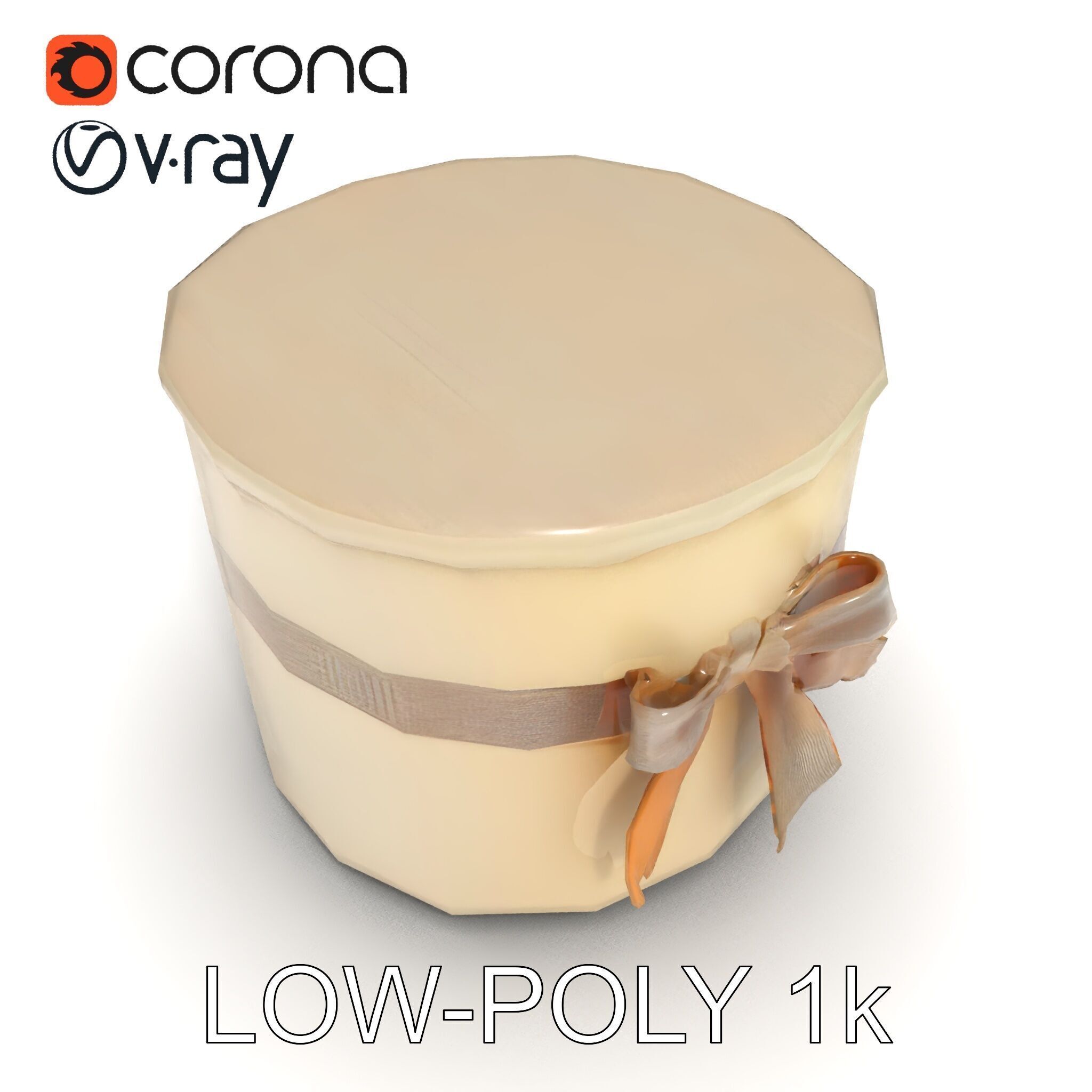 Elegant Gift Box with Ribbon model pack Low-poly 3D model_7