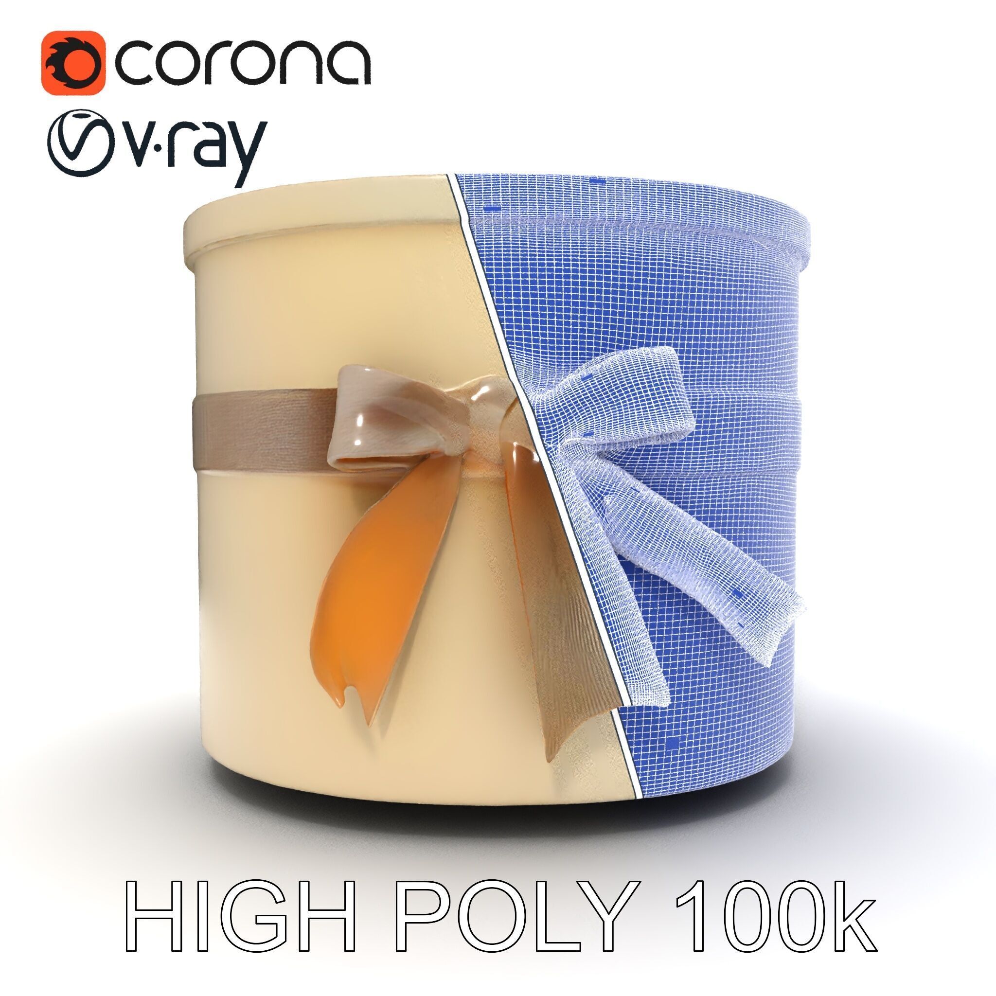 Elegant Gift Box with Ribbon model pack Low-poly 3D model_8