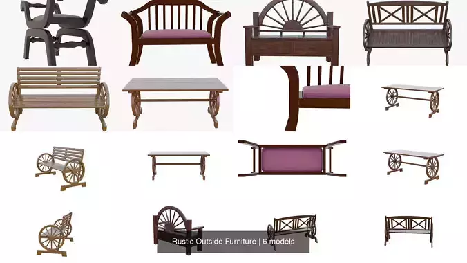 Rustic Outside Furniture 3D Model Collection