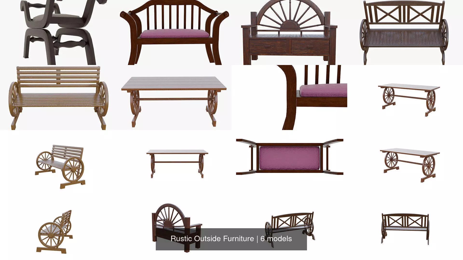 Rustic Outside Furniture 3D Model Collection_0