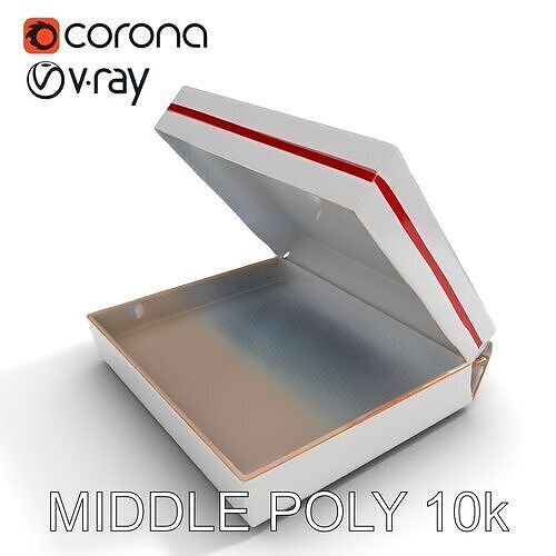 Pizza Box with Red Stripes Model Pack Low-poly 3D model 6