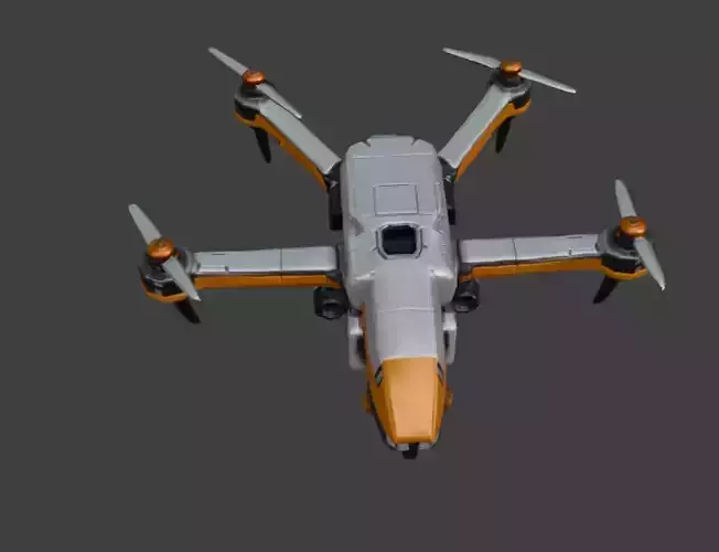 Futuristic Drone Low Poly Game-Ready 3D Model with PBR Textures