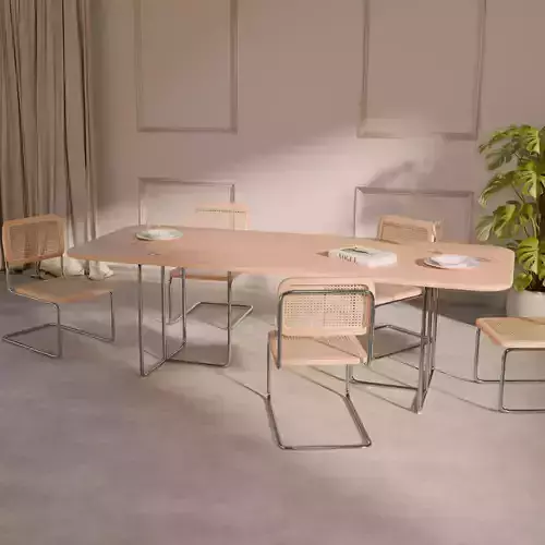 Wood Dining Table - Metal Table PBR Ready