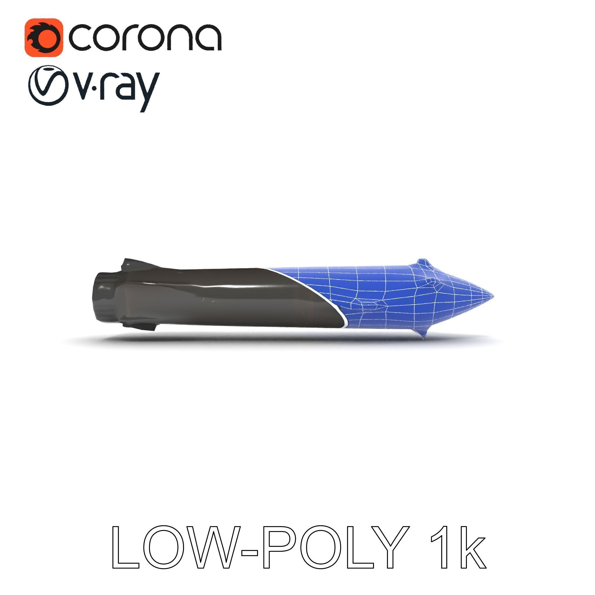 Missile Model Pack with LODs for Game and Simulation Low-poly 3D model_9