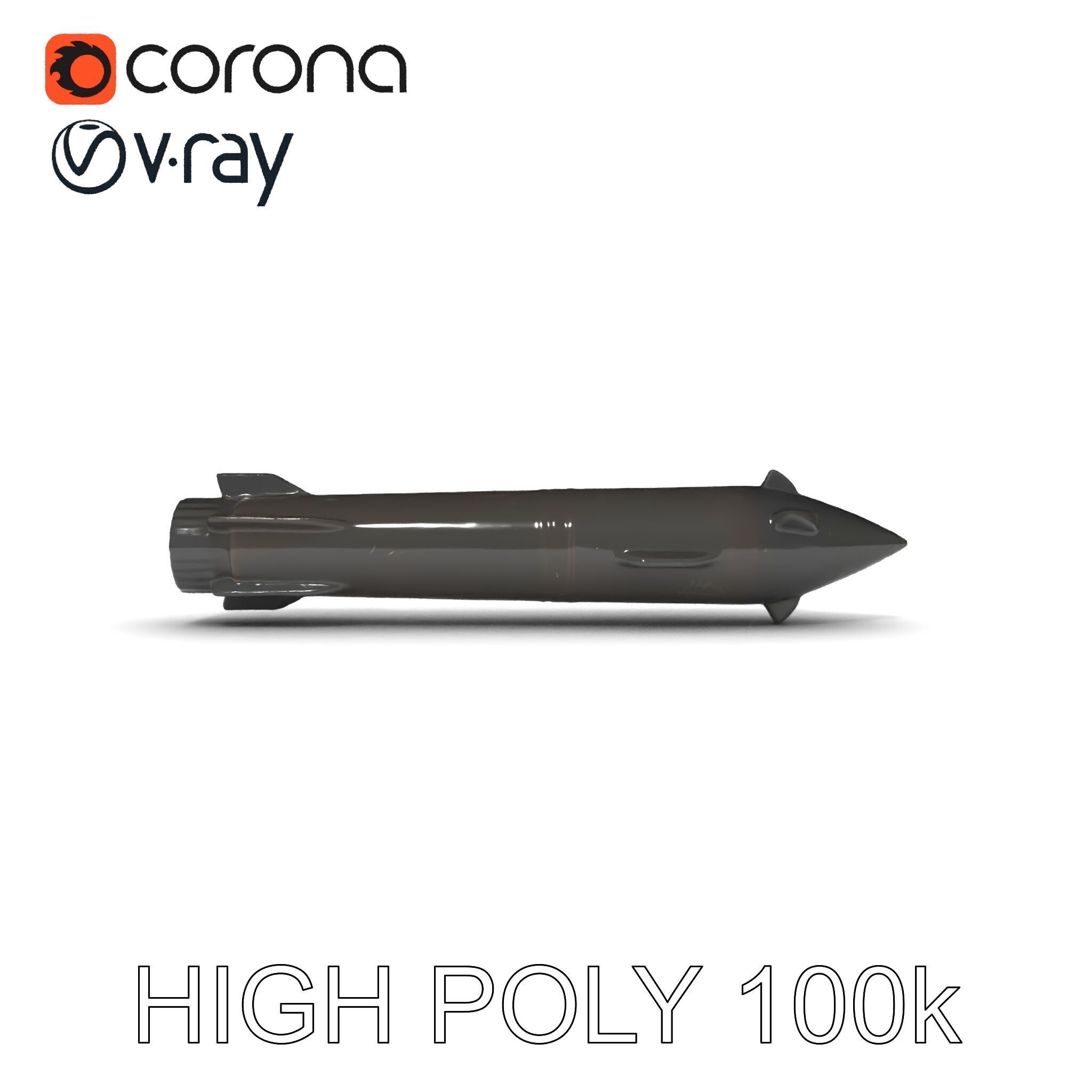 Missile Model Pack with LODs for Game and Simulation Low-poly 3D model_35