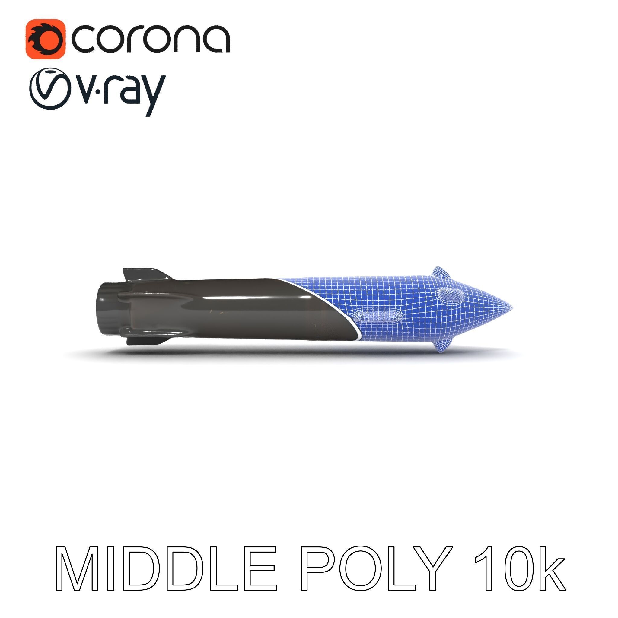 Missile Model Pack with LODs for Game and Simulation Low-poly 3D model_8