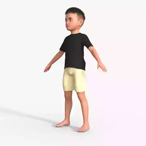 Realistic 3D Boy Child Character Rigged