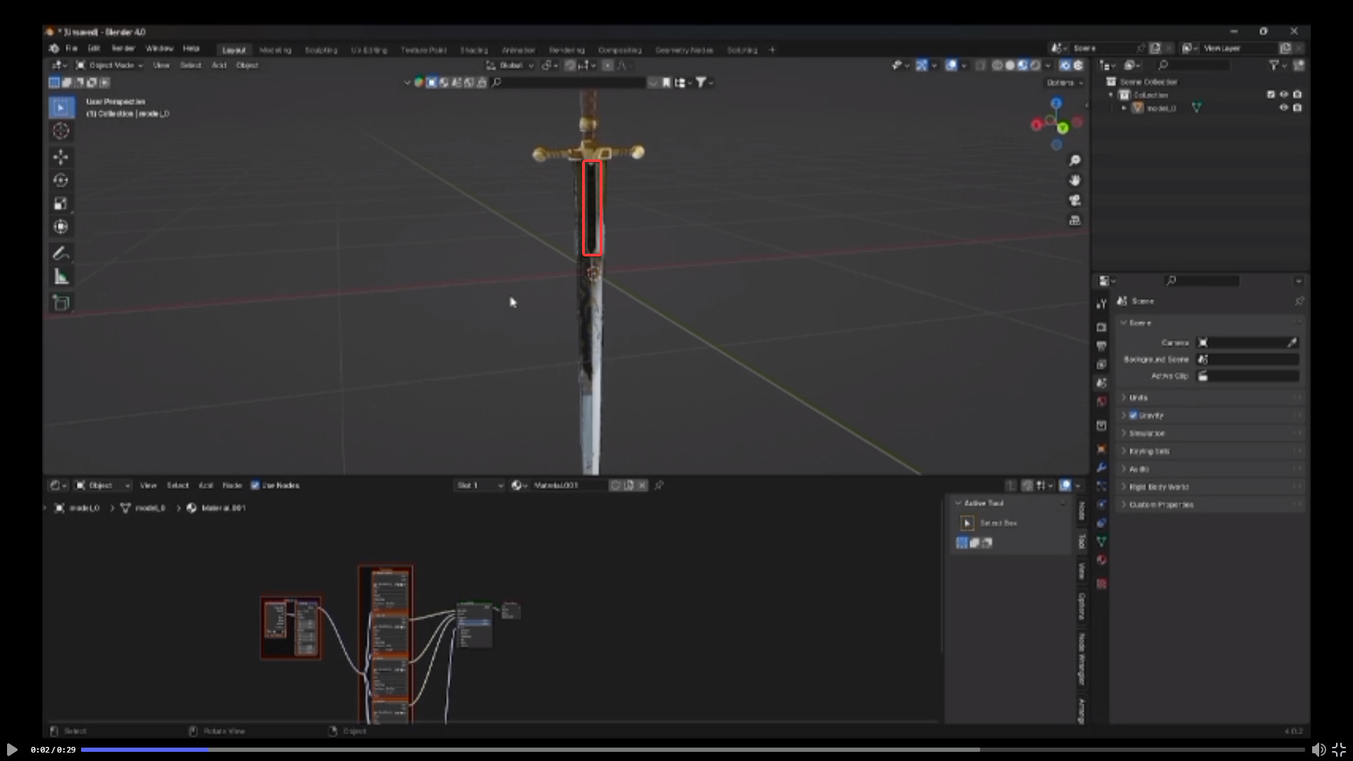 Chevalier sword for game or animation  Low-poly 3D model_2