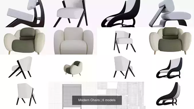 Modern Chairs 3D Model Collection