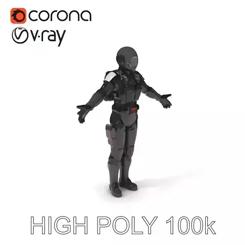 Futuristic Combat Robot  HighTech Soldier D Model