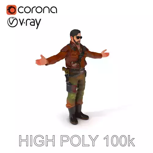 Tactical Soldier Character Model with Sunglasses and Gear