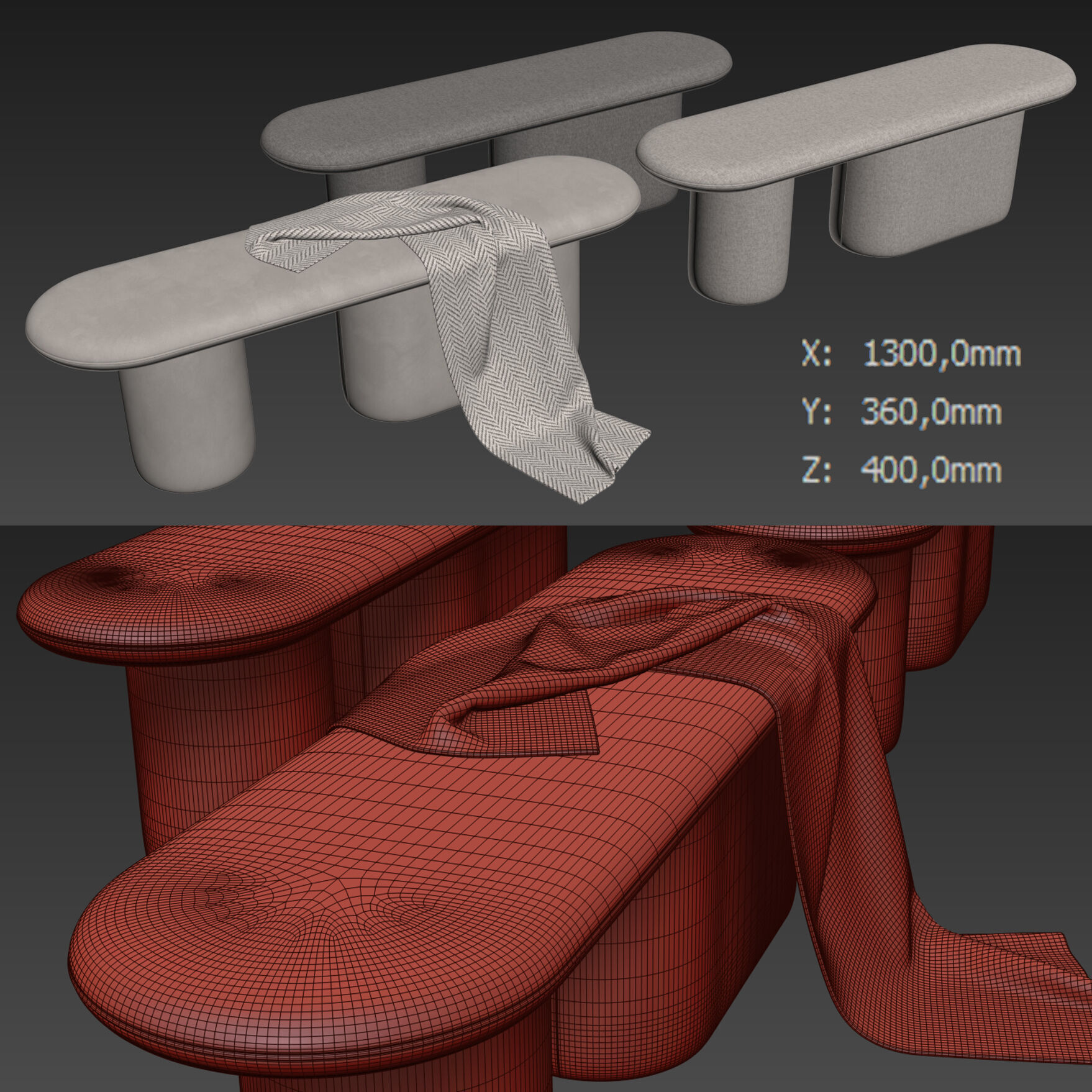 Rull Bench By noo ma 3D model_5