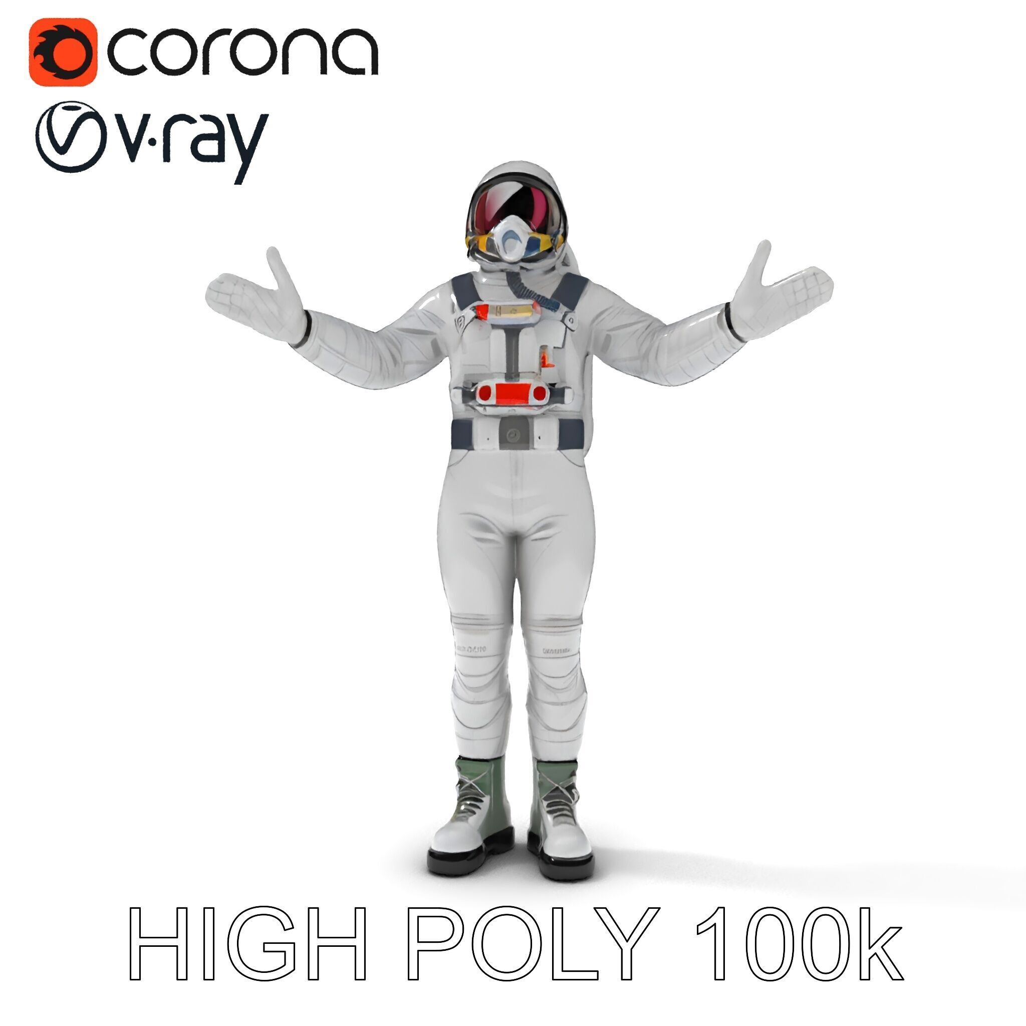 Astronaut Explorer Rigged D Character Model with PBR Textures Low-poly 3D model_18