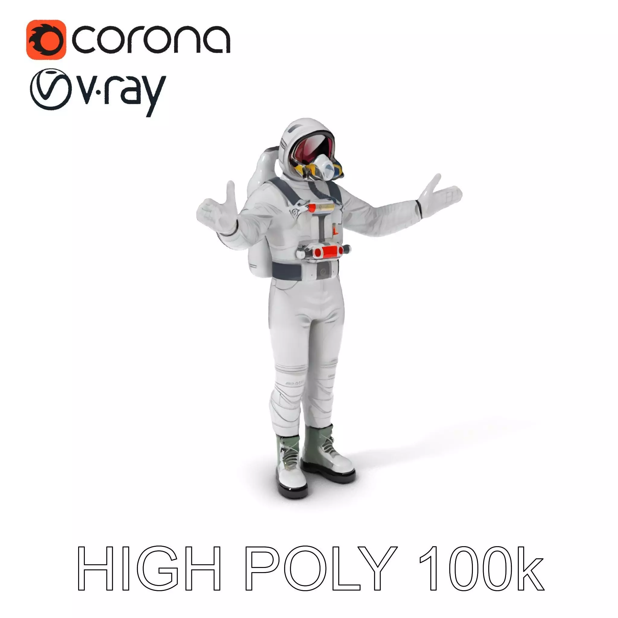 Astronaut Explorer Rigged D Character Model with PBR Textures Low-poly 3D model_0