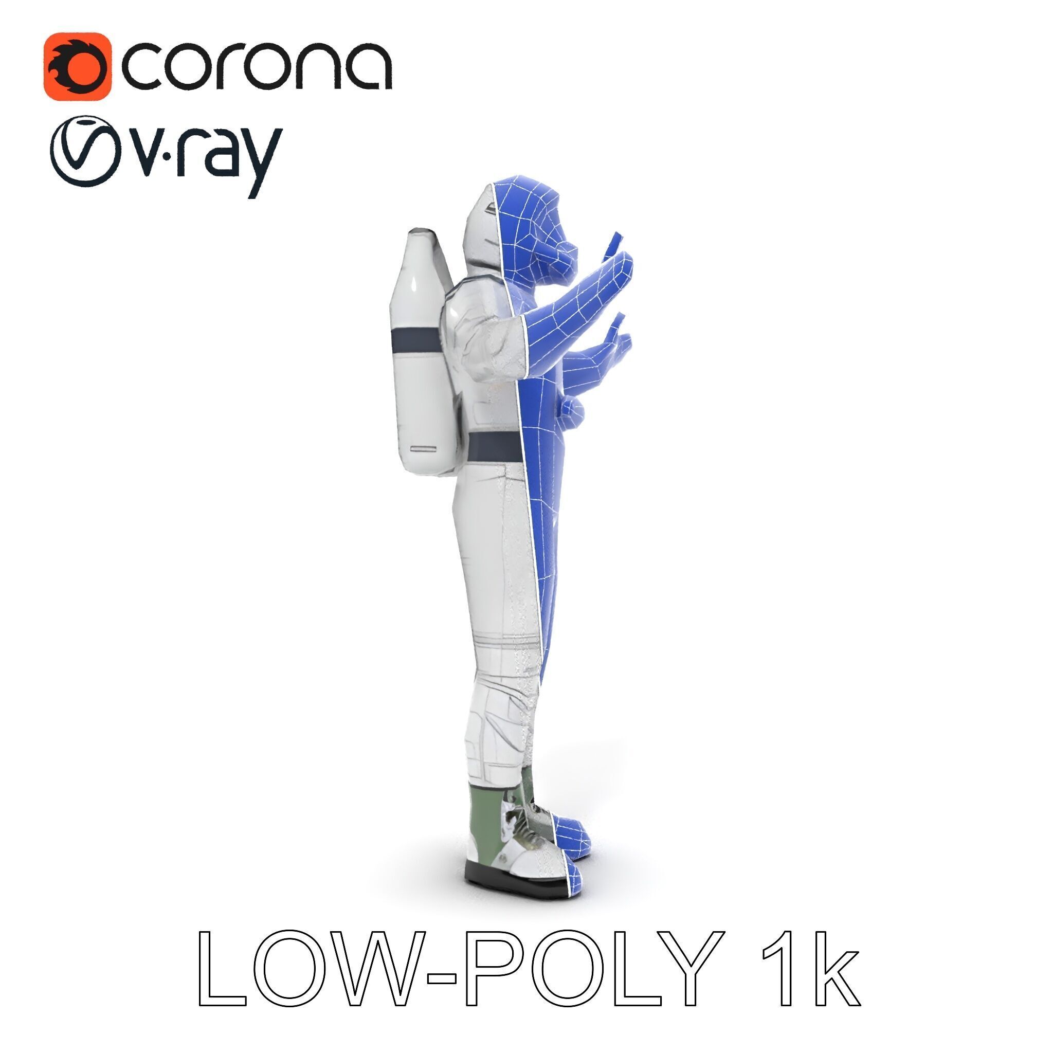 Astronaut Explorer Rigged D Character Model with PBR Textures Low-poly 3D model_33